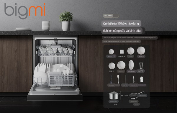 Máy Rửa Bát Xiaomi Mijia S1 15 Bộ VDW1501M - Smart Dishwasher Máy Rửa Bát Xiaomi Mijia S1 15 Bộ VDW1501M - Smart Dishwasher