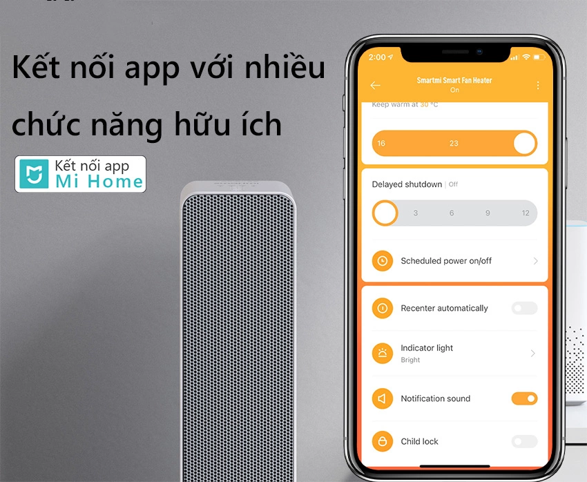 Quạt sưởi thông minh Xiaomi Smartmi ZNNFJ07ZM dễ dàng để kết nối với ứng dụng Mi Home Quạt sưởi thông minh Smartmi ZNNFJ07ZM dễ dàng để kết nối với ứng dụng Mi Home