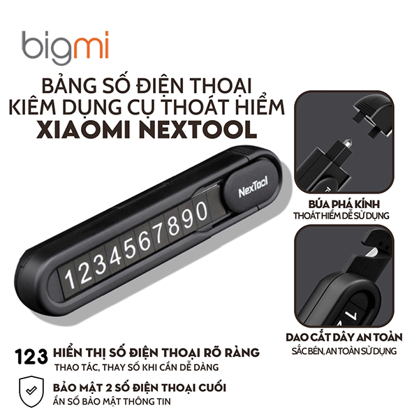 Bảng số điện thoại ô tô hút từ kiêm dụng cụ thoát hiểm đa năng 3 trong 1 NexTool Bảng số điện thoại ô tô hút từ kiêm dụng cụ thoát hiểm đa năng 3 trong 1 NexTool