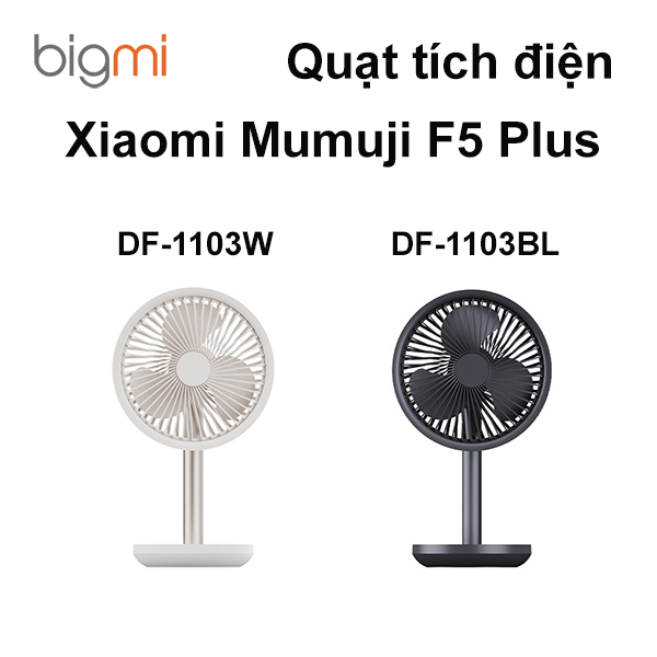 Quạt tích điện Xiaomi Mumuji F5 Plus - Màu trắng và đen Quạt tích điện Xiaomi Mumuji F5 Plus - Màu trắng và đen