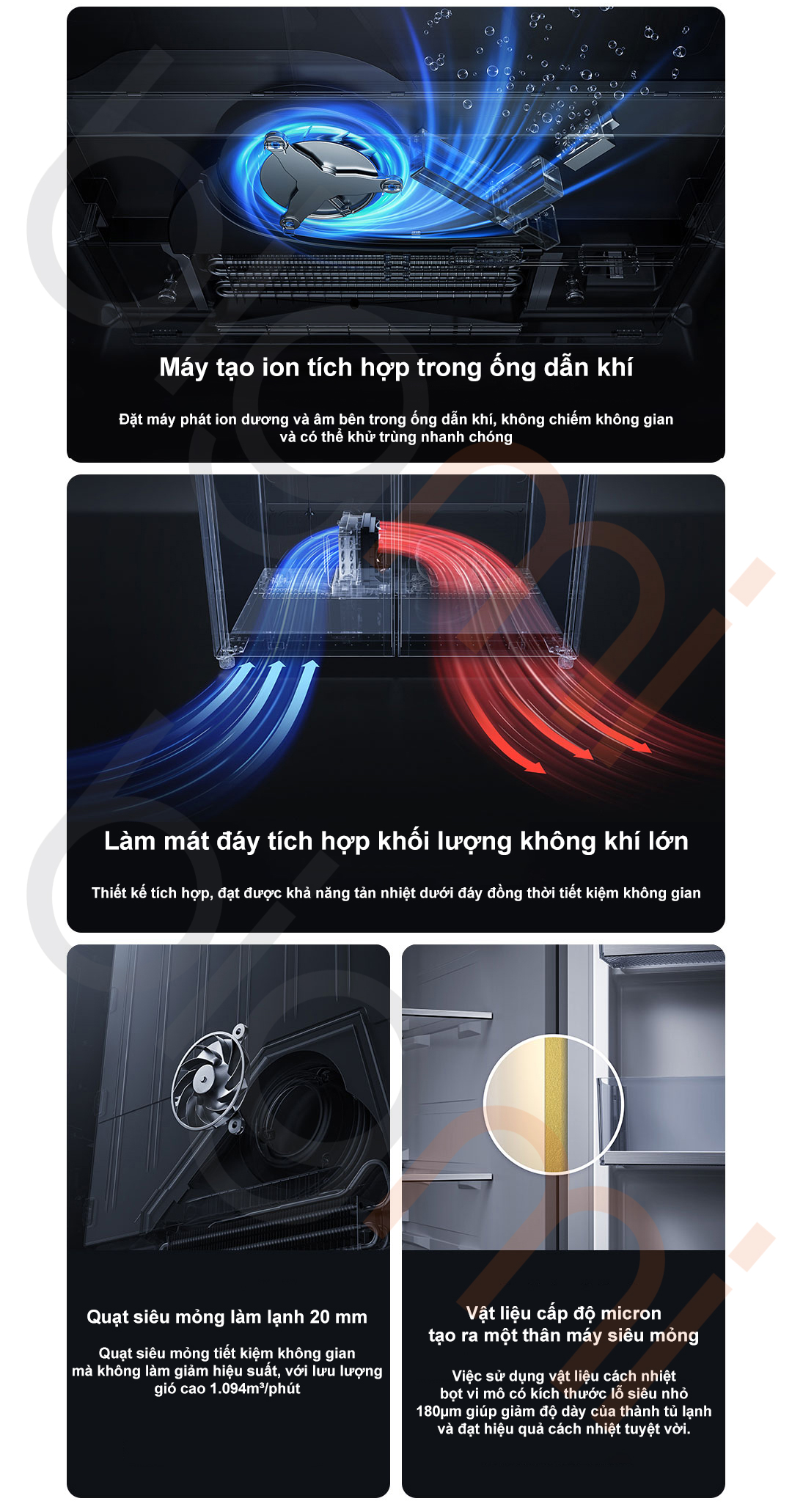 Hệ thống lọc ion trên Tủ lạnh Xiaomi Mijia Pro 508L mặt kính pha lê Hệ thống lọc ion trên Tủ lạnh Xiaomi Mijia Pro 508L mặt kính pha lê
