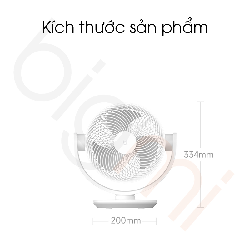 Quạt để bàn tuần hoàn không khí Mijia DC Inverter 2025 BPLDS10DM - 100 cấp độ gió, sử dụng nguồn điện từ pin dự phòng cổng Type-C 7 Kích thước quạt để bàn tuần hoàn không khí Mijia DC Inverter 2025 BPLDS10DM