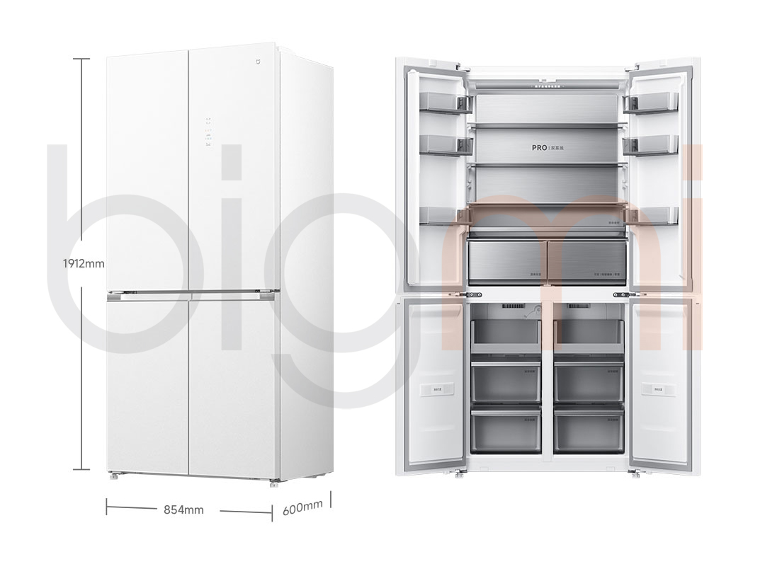Tủ lạnh Xiaomi Mijia Pro 508L mặt kính pha lê BCD-508WTGBIA model mới nhất 2025 - Mỏng 60cm, làm lạnh sâu -30°C 11 Kích thước tủ lạnh Xiaomi Mijia Pro 508L mặt kính pha lê
