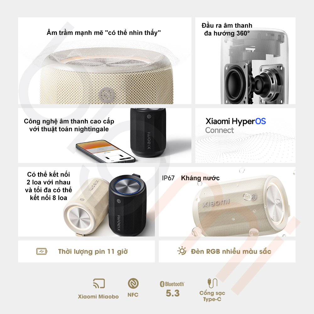 Loa Bluetooth Mini Xiaomi ASM01A - Hỗ trợ kết nối tối đa 8 loa 2 Tính năng Loa Bluetooth Mini Xiaomi ASM01A