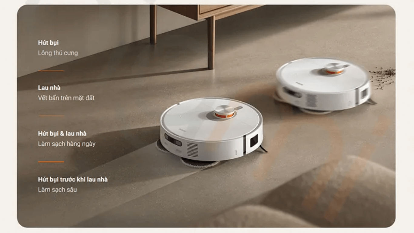 Top 08 tính năng nổi bật của robot hút bụi lau nhà Xiaomi X20 Pro 4 Xiaomi X20 Pro được trang bị 4 chế độ làm sạch có thể tuỳ chỉnh theo từng nhu cầu